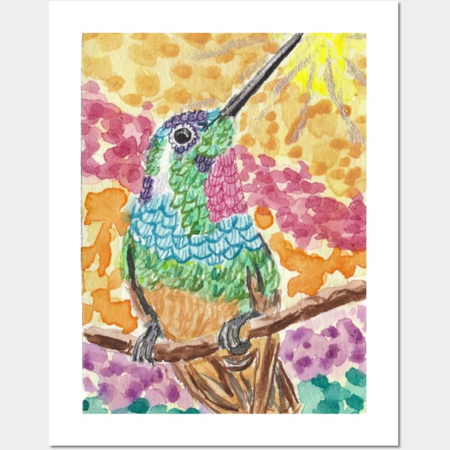 Cute Hummingbird  art painting Wall Art by SamsArtworks